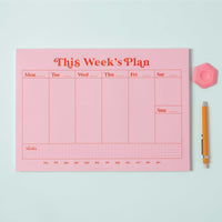 A4 Weekly Planner Pad | Pink & Red